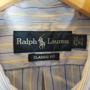 Ralph Lauren Blue Yellow stripe Button Down Shirt